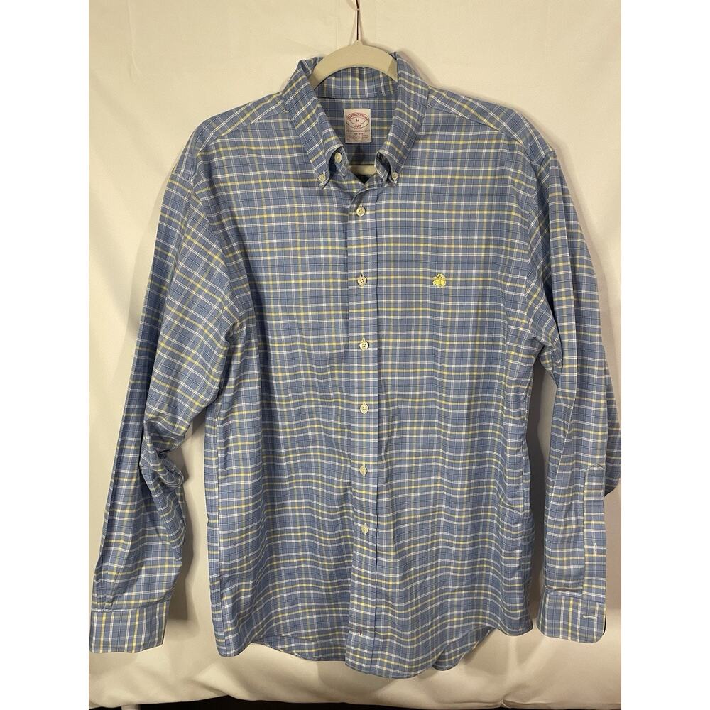 Brooks Brothers Long Sleeve Dress Shirt Supima Cotton Blue Plaid Men’s Sz Medium